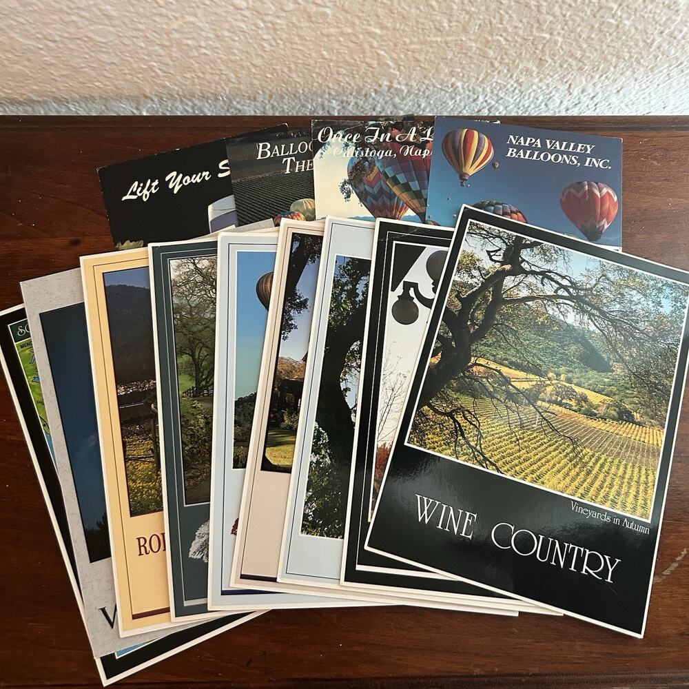 Lot Of 13 Napa Valley Vintage Post Cards Retro Travel Advertisements Cali Wine